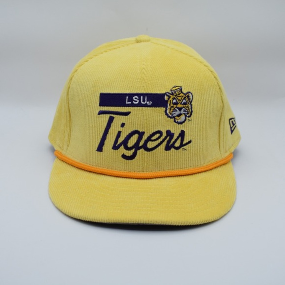 New Era 9FIFTY LSU Tigers Corduroy Rope Adjustable Snapback Hat Cap Yellow NCAA‎